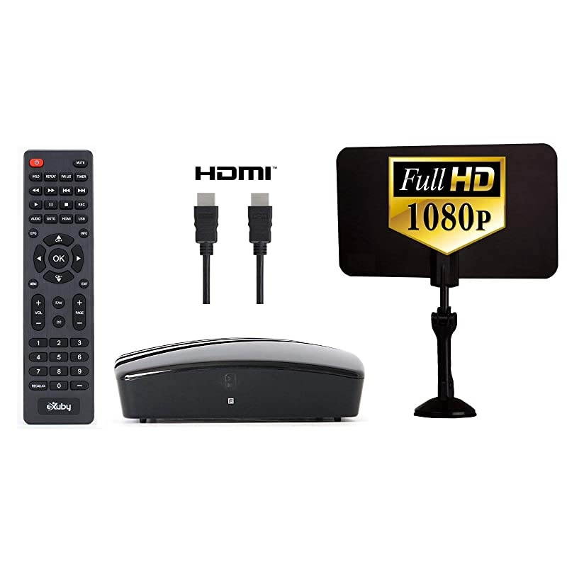 Digital Converter Box for TV, Antenna, HDMI and RCA Cable - Complete Bundle to View, Record HD Channels Instant or Scheduled Recording, 1080P HDTV, HDMI Output and 7 Day Program Guide