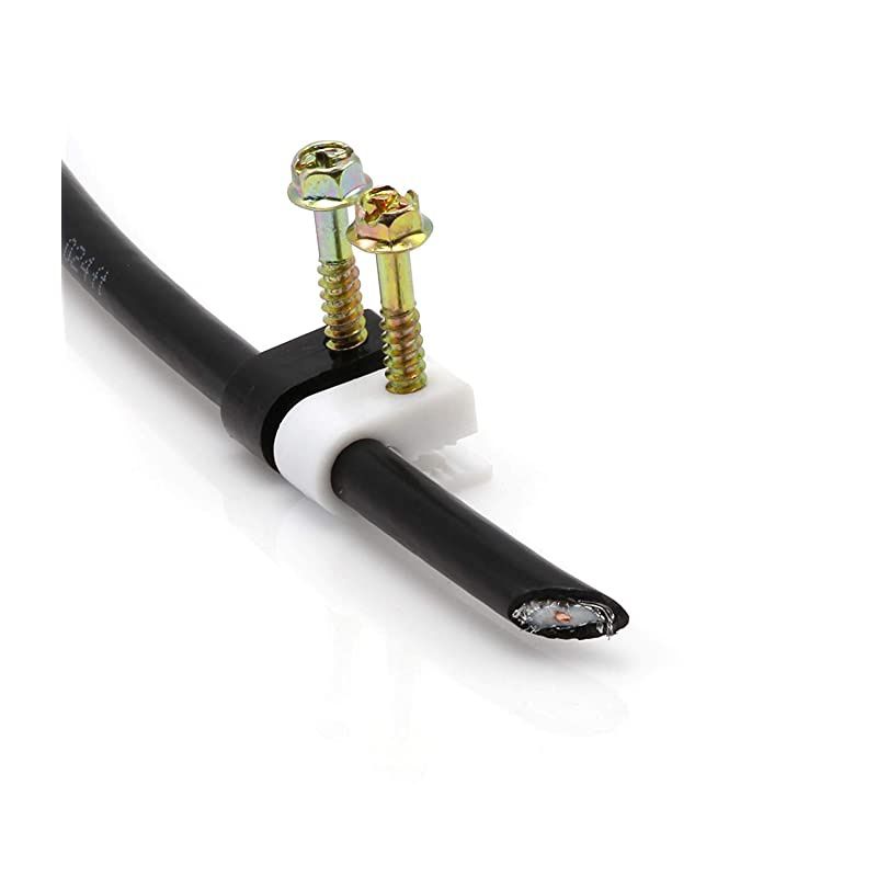 Single Coaxial Cable Clips Cat6 Electrical Wire Cable Clip 14 in 6 mm Screw Clip and Fastener Black 10 Pieces per Bag