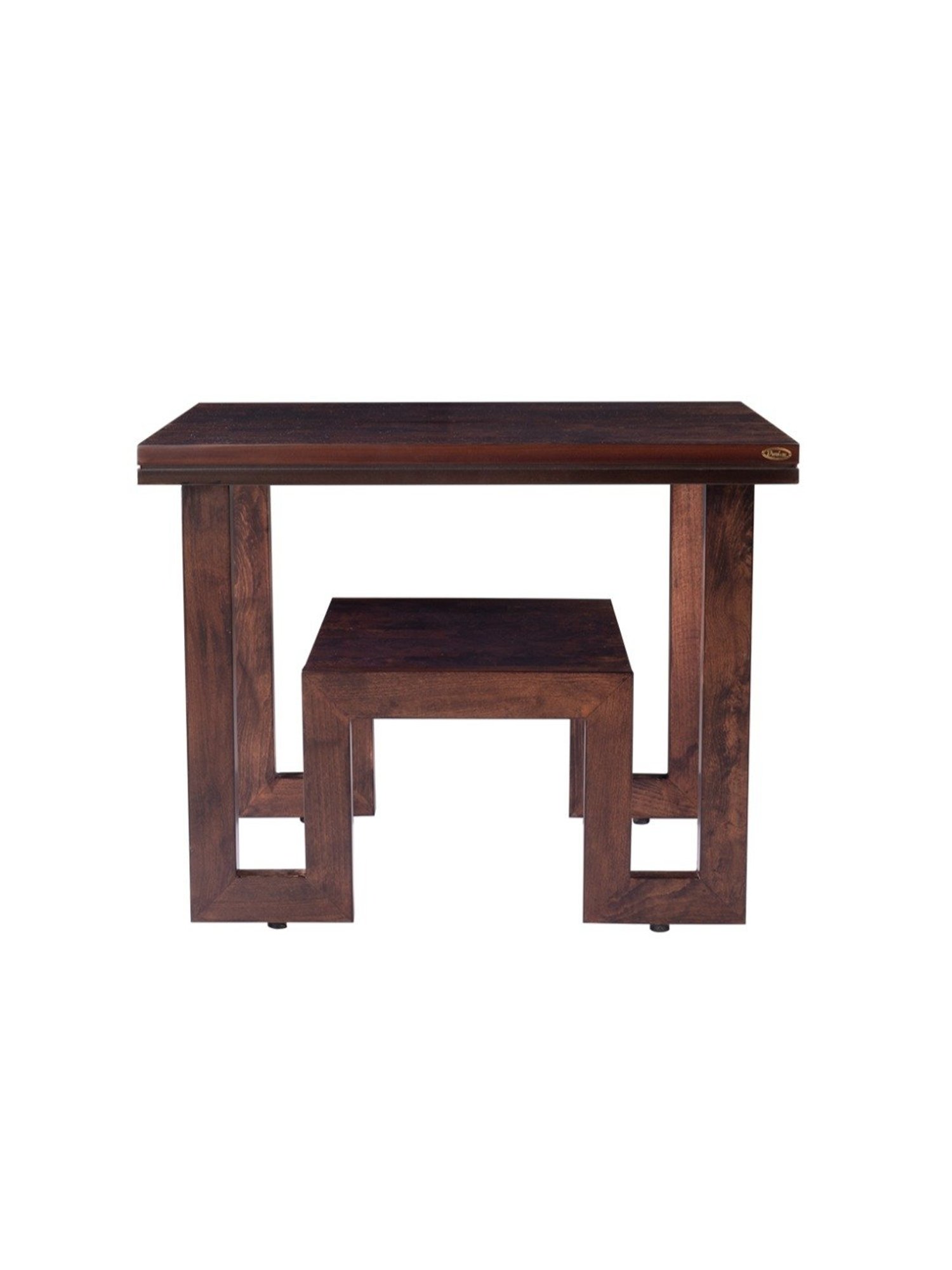 Durian Carlos Walnut Brown Veneer & Solid Wood Side & End Table in Walnut Finish
