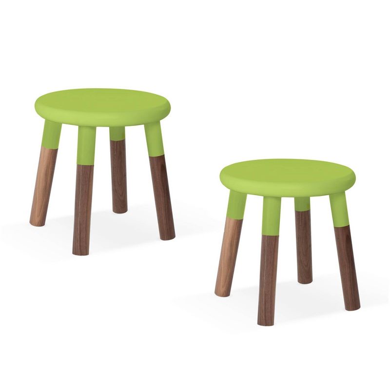 Set of 2 Peewee Wood Veneer Kids' Chairs Solid Walnut/Green - Nico & Yeye