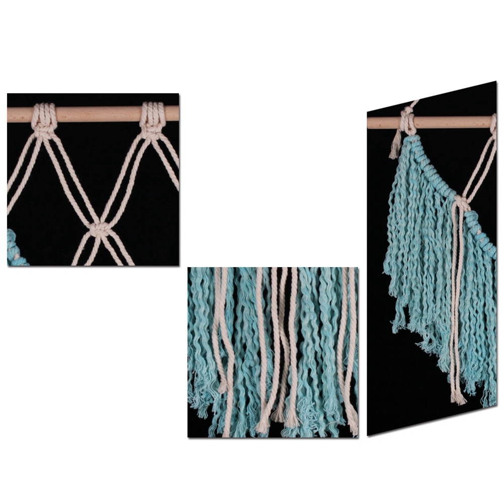 Handmade Tassel Wall Hanging Tapestry Ornament Craft Indoor Home Hanging Decor 40x45cm (Blue)