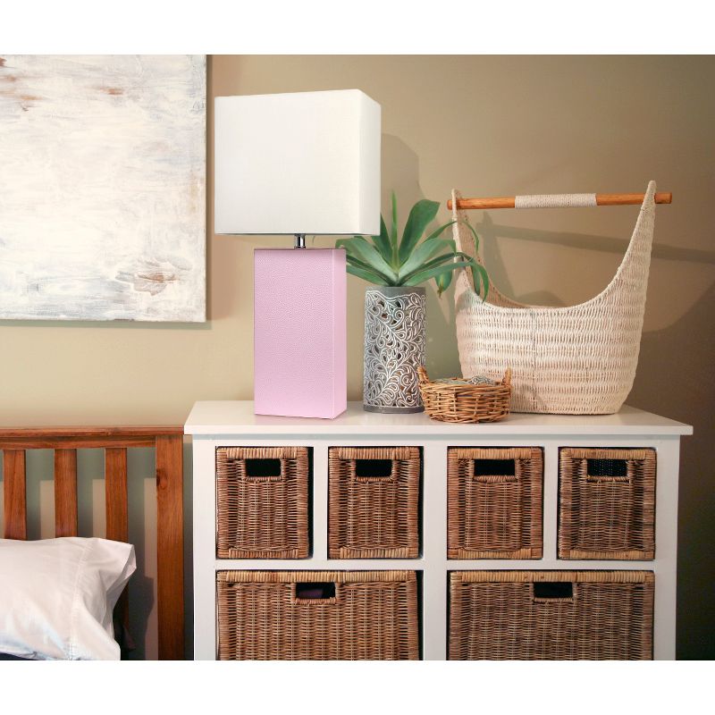 21" Monaco Avenue Modern Leather Table Lamp Blush Pink - Elegant Designs