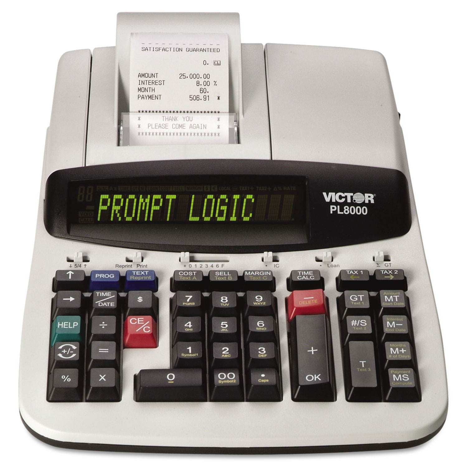 Victor PL8000 One-Color Prompt Logic Printing Calculator Black Print 8 Lines/Sec