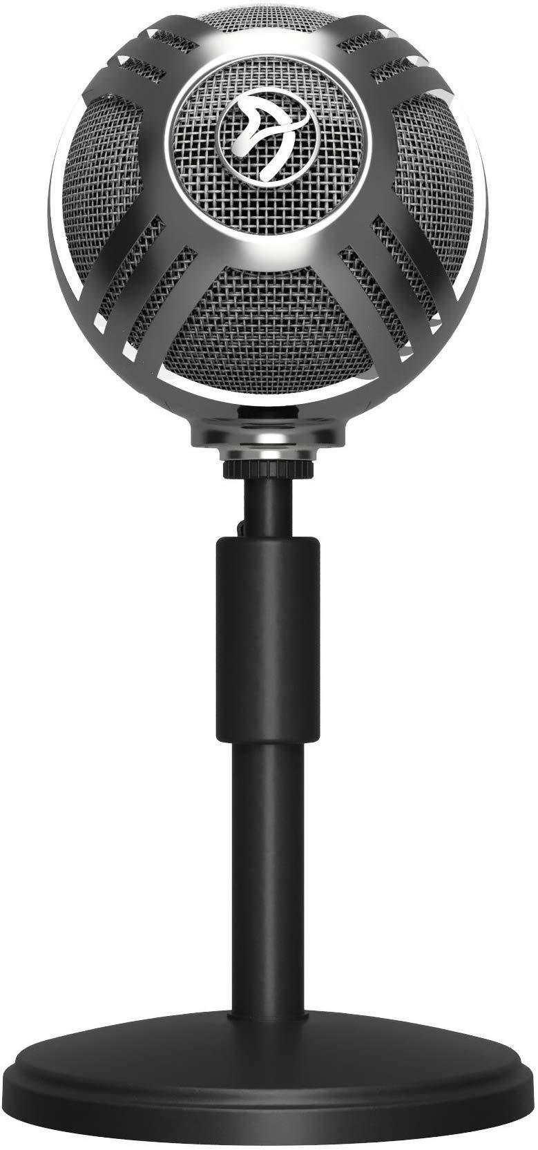 Arozzi Sfera Microphone (Chrome) - Cardioid Pattern, Boom Arm Compatible