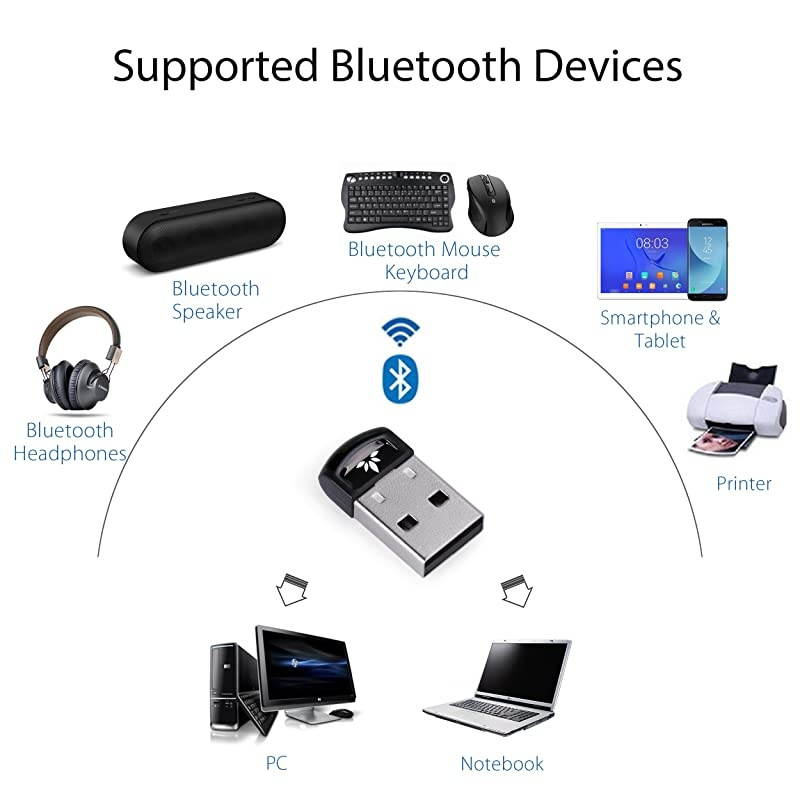 DG40S USB Bluetooth Adapter for PC, Bluetooth Dongle for Desktop Laptop Computer, Mouse, Keyboard, Headphones Stereo Music, Skype Calls, Support All Windows 10 8.1 8 7 XP Vista