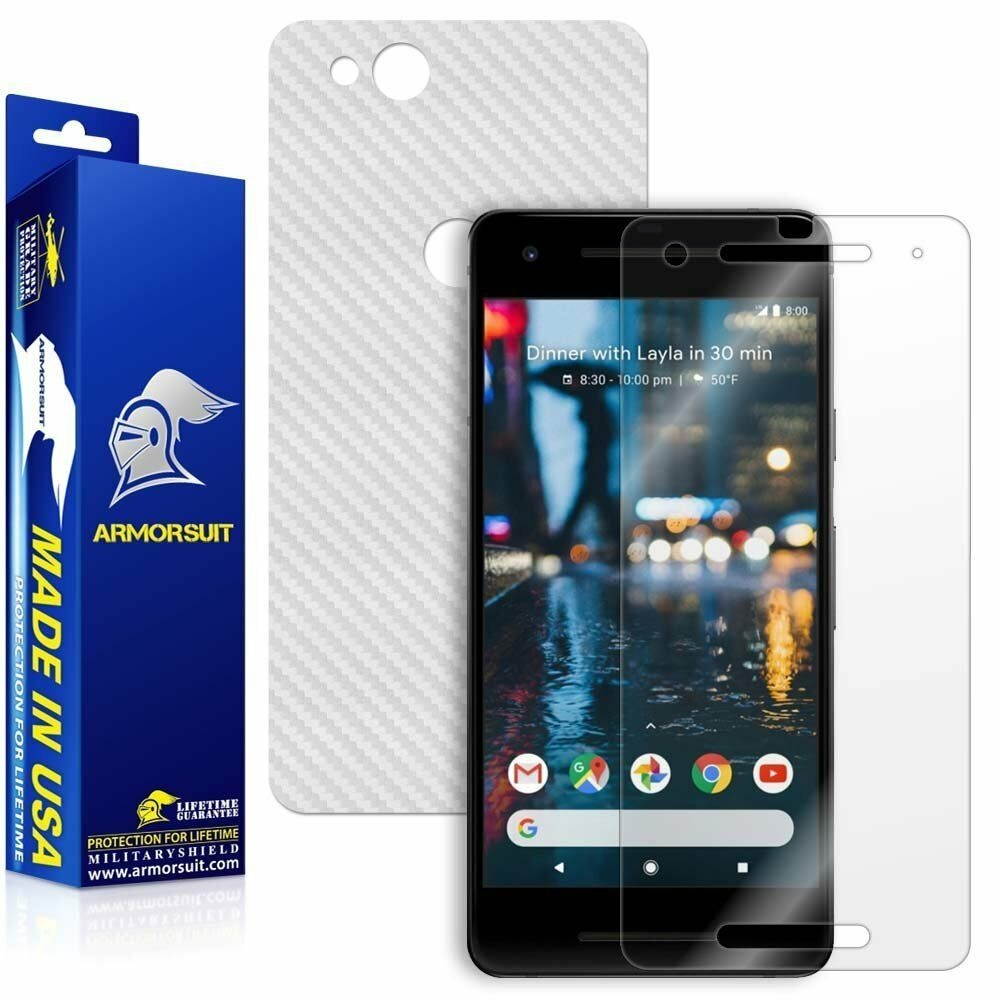 ArmorSuit- Google Pixel 2 XL Screen + White Carbon Fiber Skin Protector - NEW!