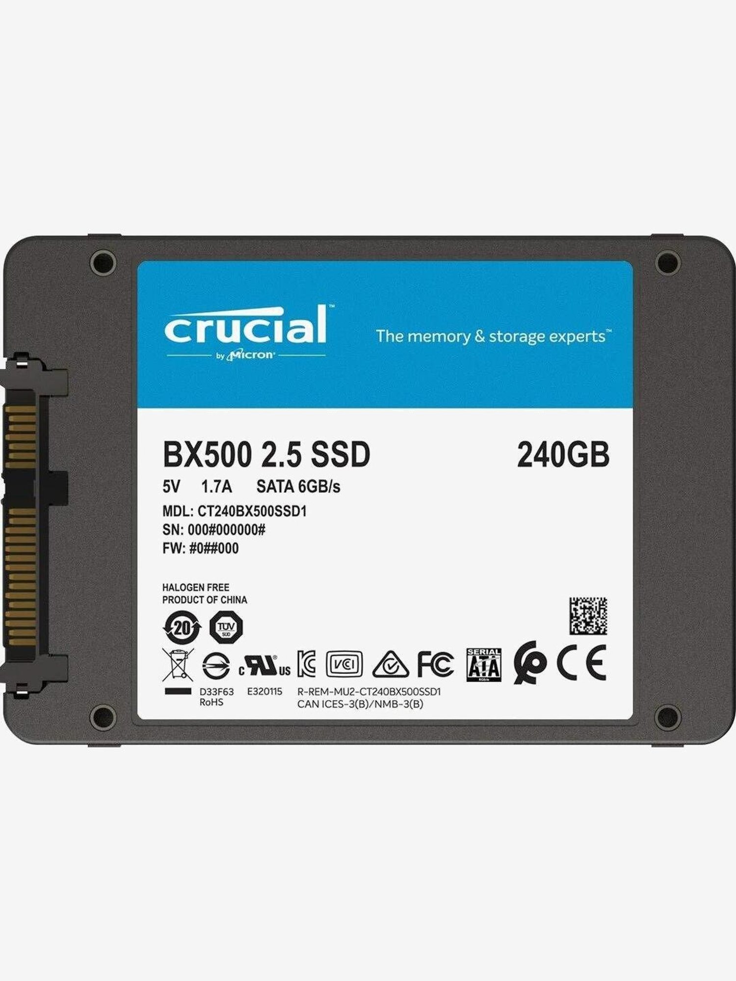 Crucial X6 Portable USB 3.2 1TB External SSD (CT1000X6SSD9, Black)