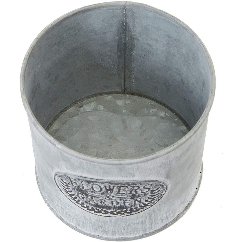 Farmlyn Creek 4 Pack Galvanized Metal Buckets with Metal Tray, Rustic Garden Planters (3.75 x 4 in)