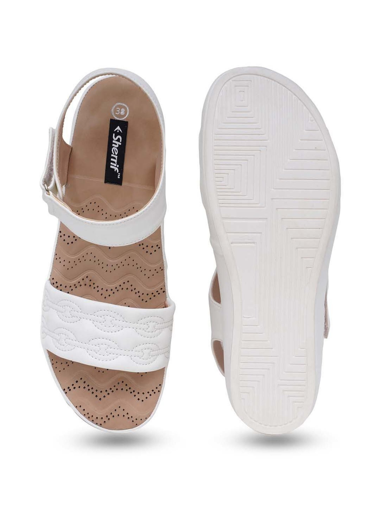 Sherrif Women's White Ankle Strap Wedges