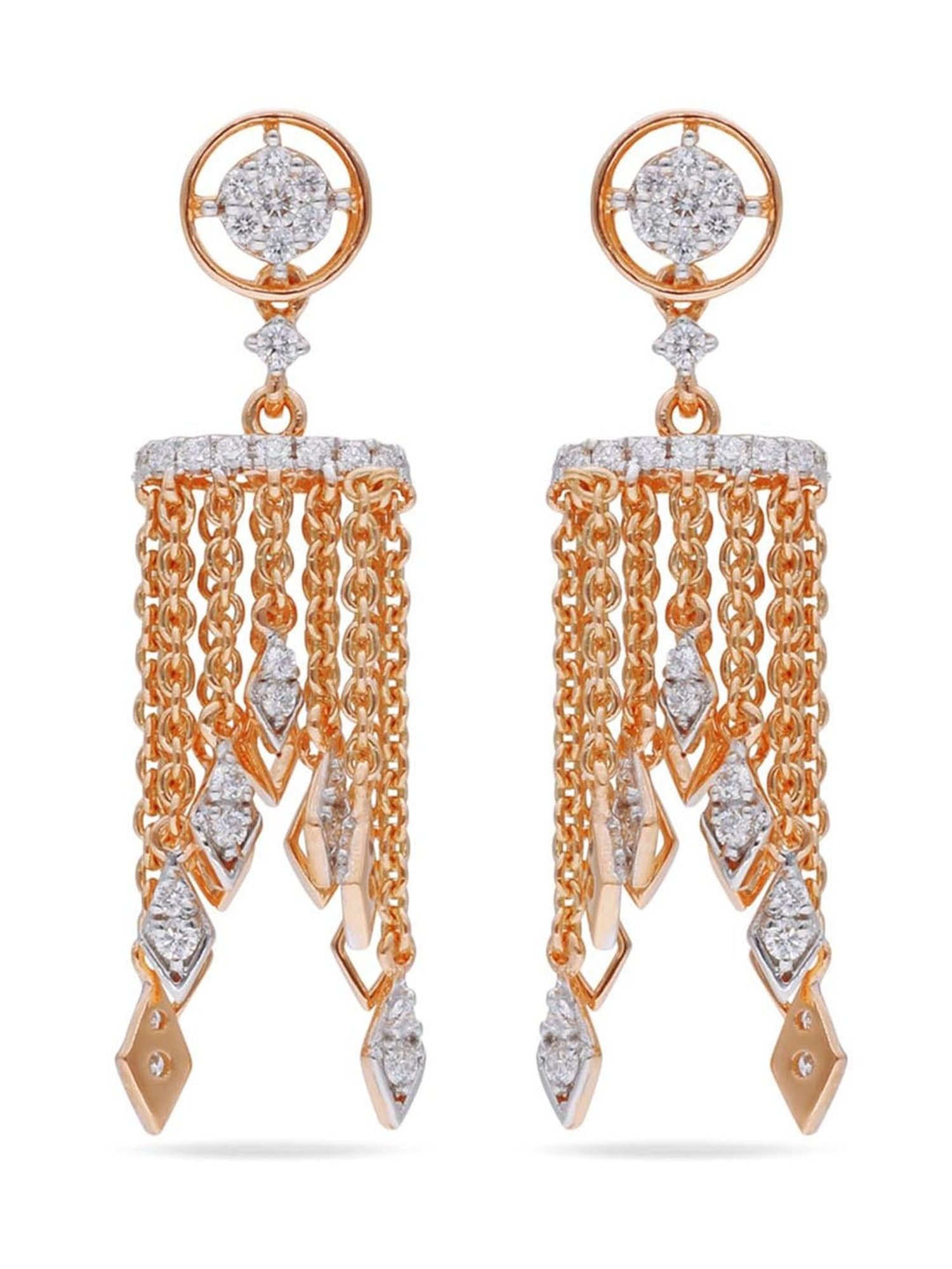 CKC 18k Gold & Diamond Earrings with Rose-Gold Polish for Women