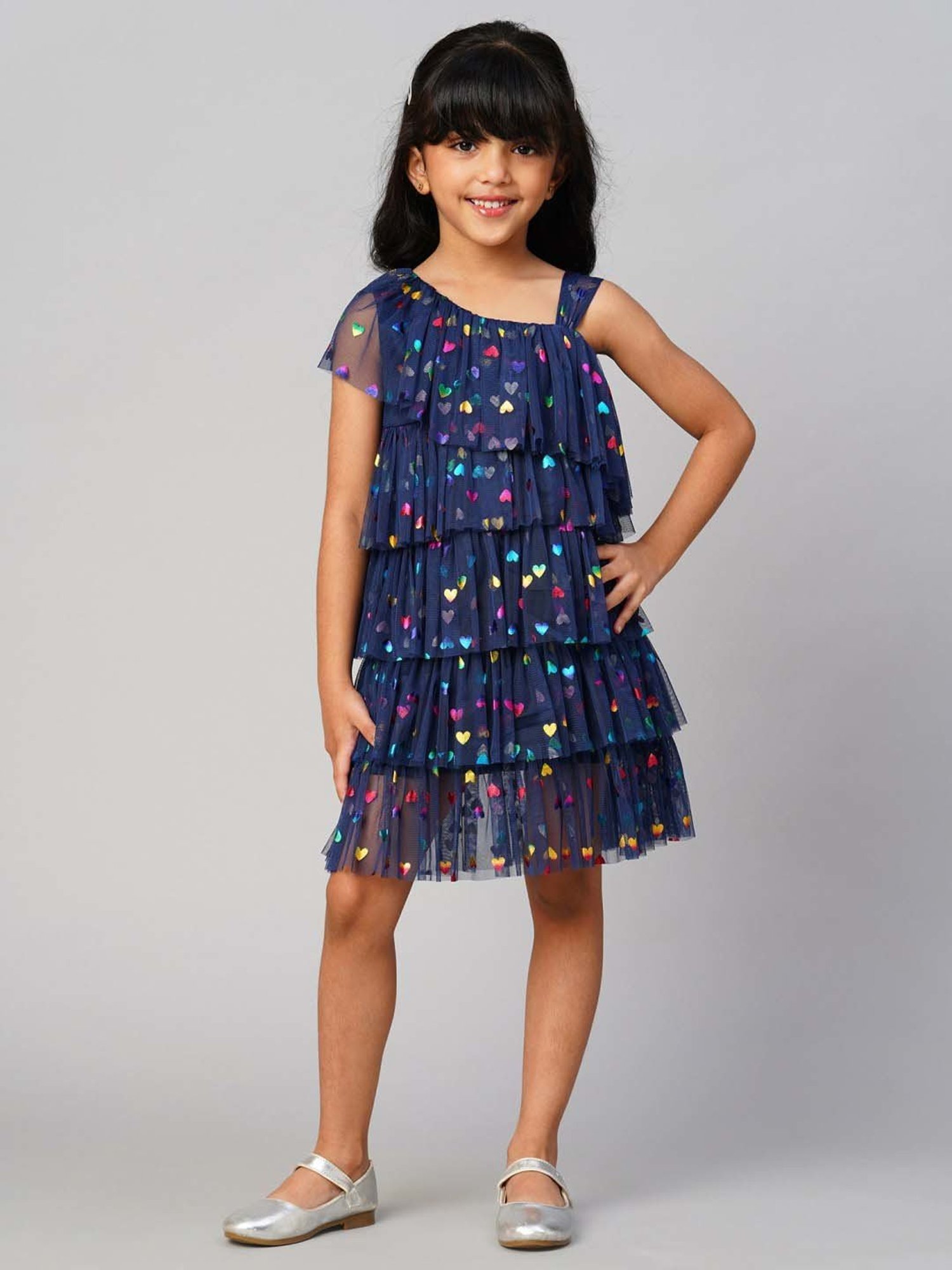 Lil Drama Kids Navy Printed Dress