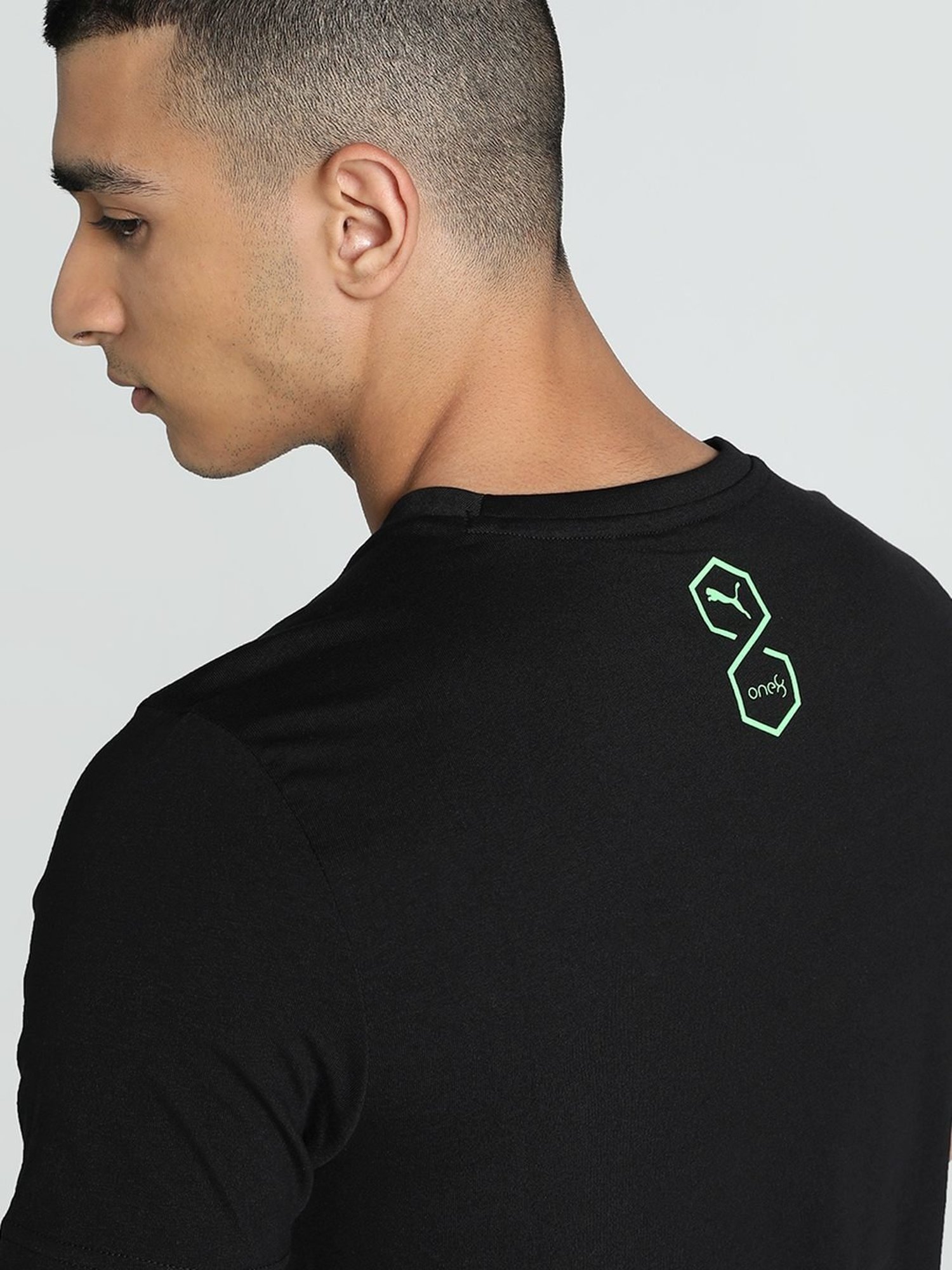 Puma Black Cotton Regular Fit Printed T-Shirt