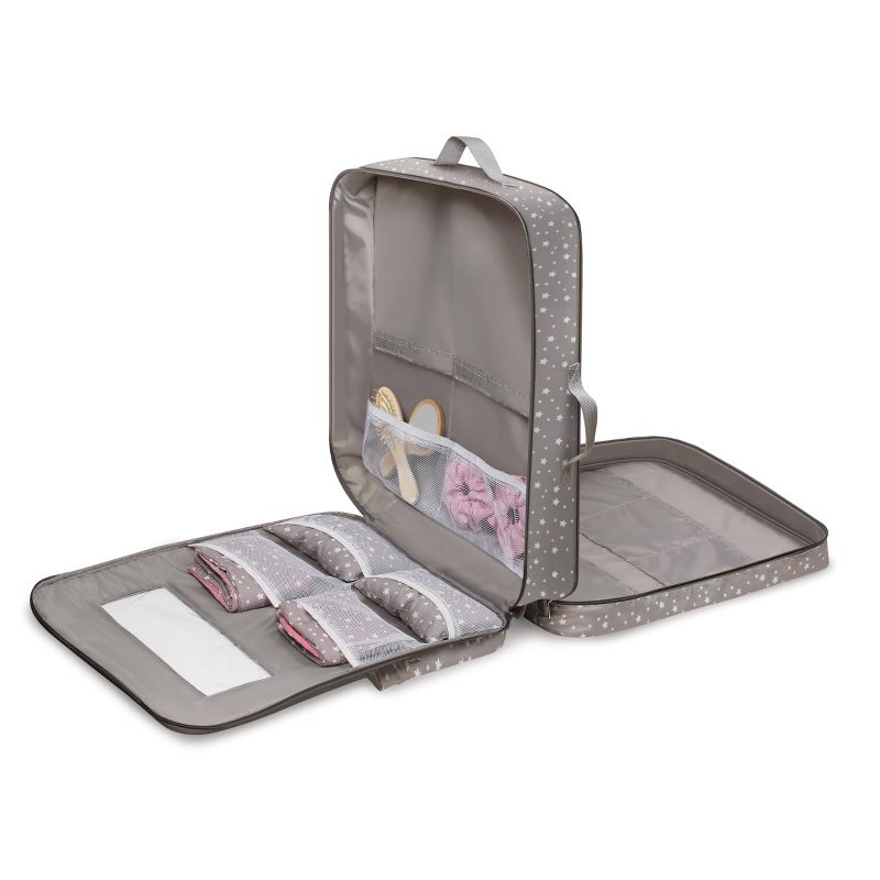 Pack Pretty Double Doll Carrier with 2 Sleeping Bags for 18" Dolls - Gray/Stars