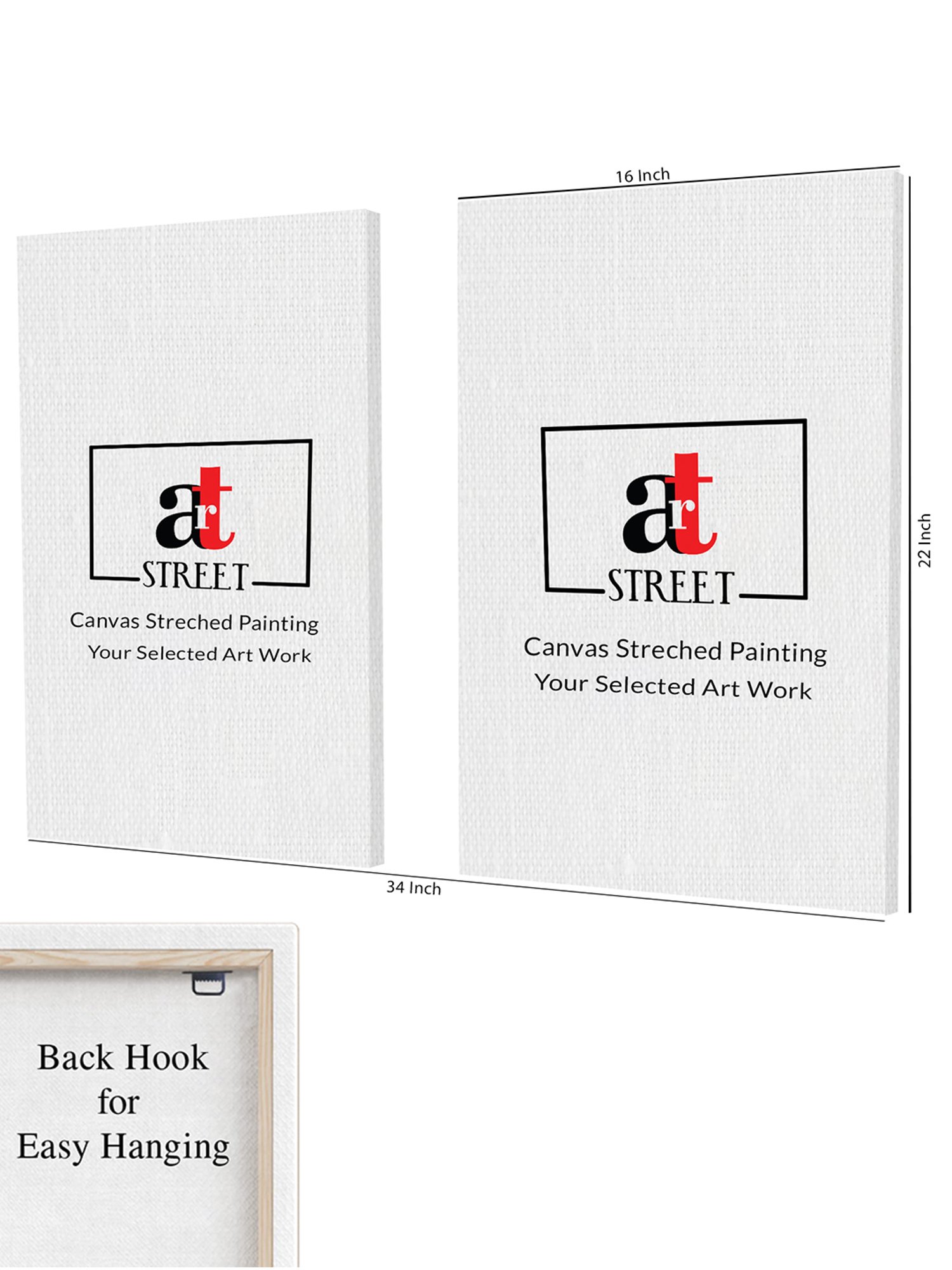 Art Street Printed Black Cotton Canvas Wall Art - Set of 2