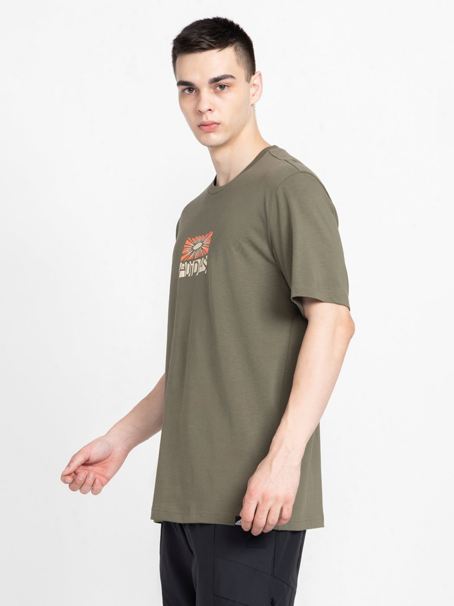 adidas Green Regular Fit Cotton Crew T-Shirt