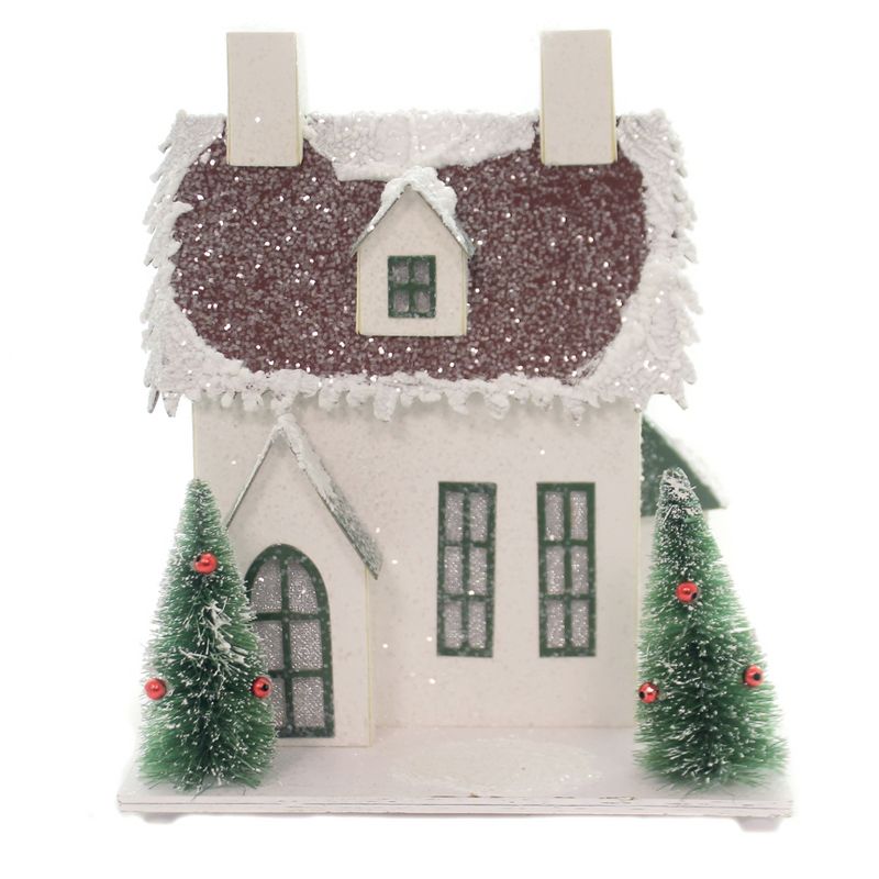 Christmas 8.5" Sitter White House Lighted  -  Decorative Figurines