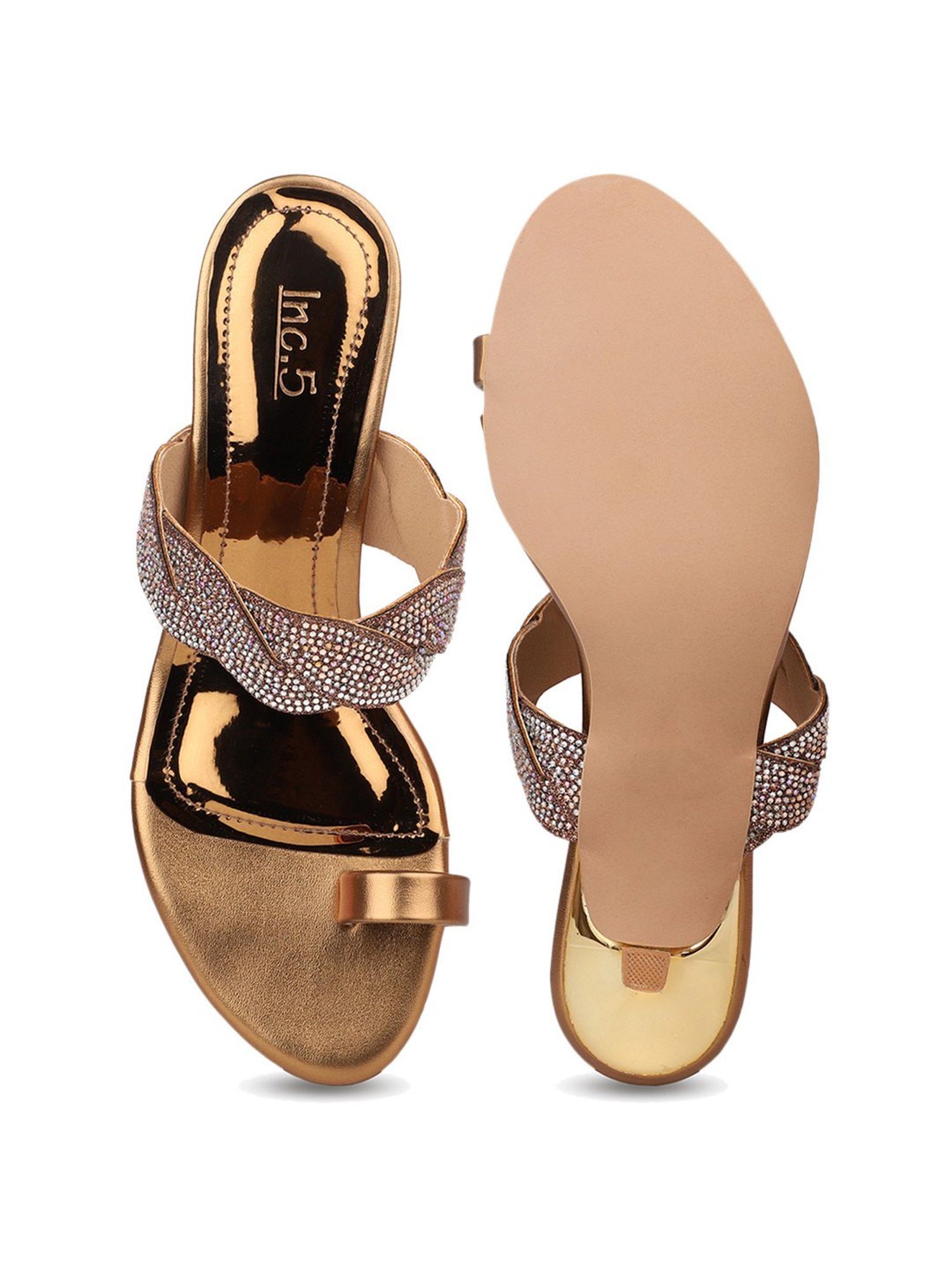 Inc.5 Women's Antique Gold Toe Ring Sandals