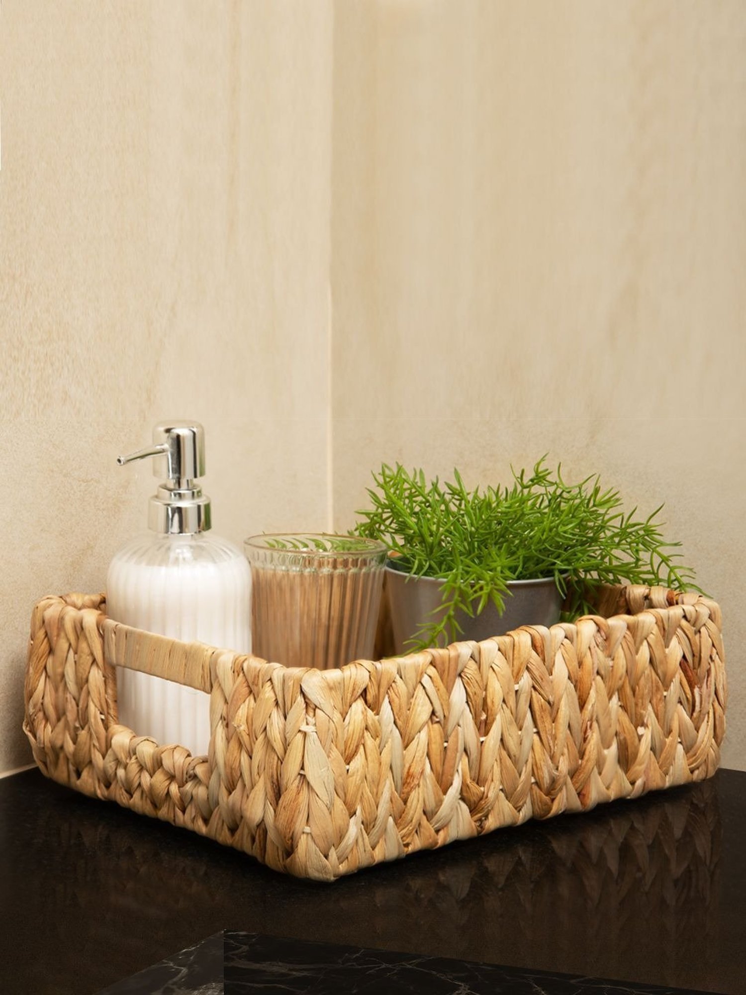 VarEesha Brown & Black Bamboo Multi-Purpose Basket - Set of 1