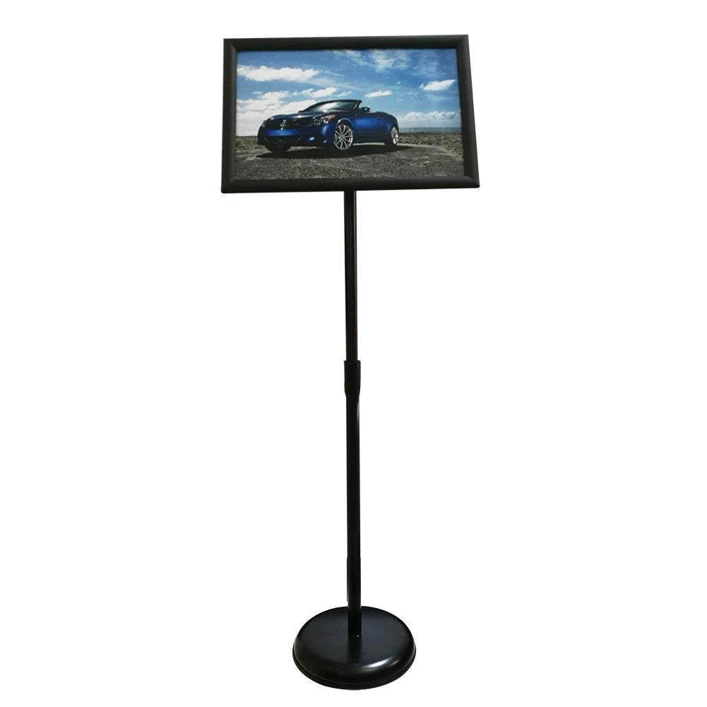 HAITIAN Sign Holder Poster Stand - Fits for 11 X 17 Inch Poster, Adjustable Stand Height, Poster Frame Revolvable To Either Horizontal or Vertical View Display, Metal Material Color Black