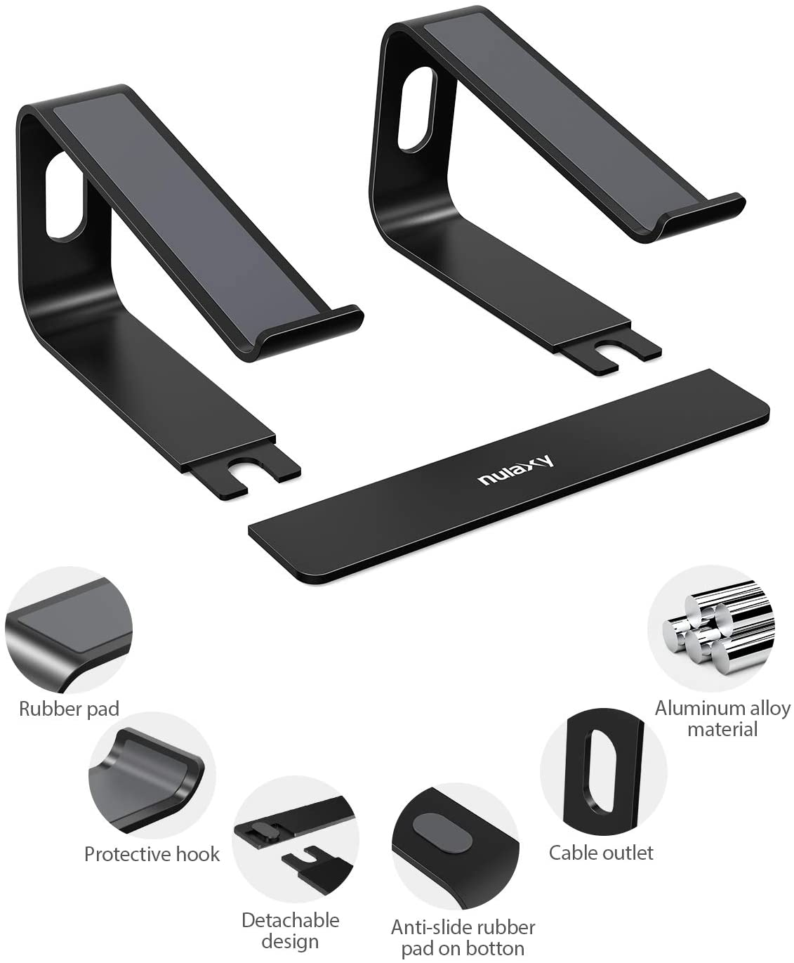 Laptop Stand, Ergonomic Aluminum Laptop Mount Computer Stand for 10-15.6" Laptops, Detachable Laptop Riser Notebook Holder Stand Compatible with MacBook Air Pro, Dell XPS, Lenovo More