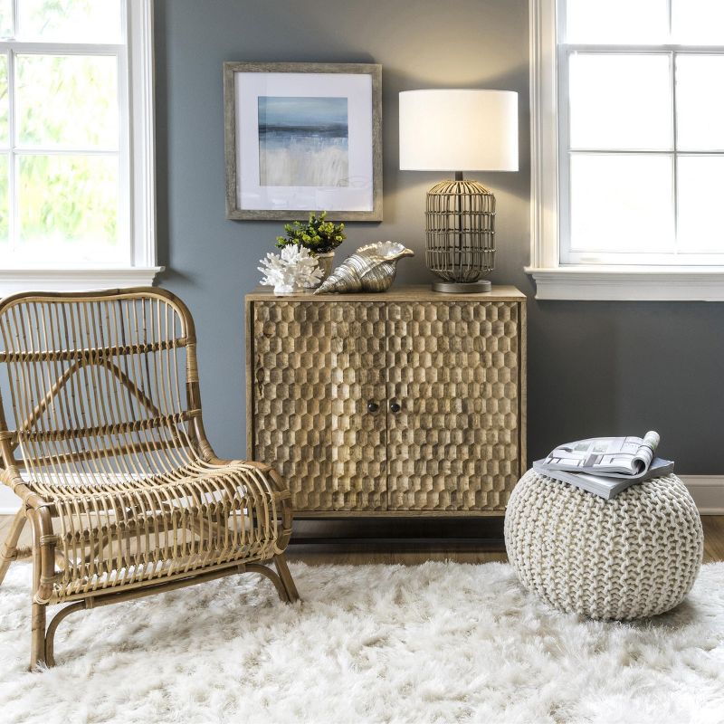 nuLOOM Gretna 25" Rattan & Iron Table Lamp Lighting - Brass 24.5" H x 15" W x 15" D