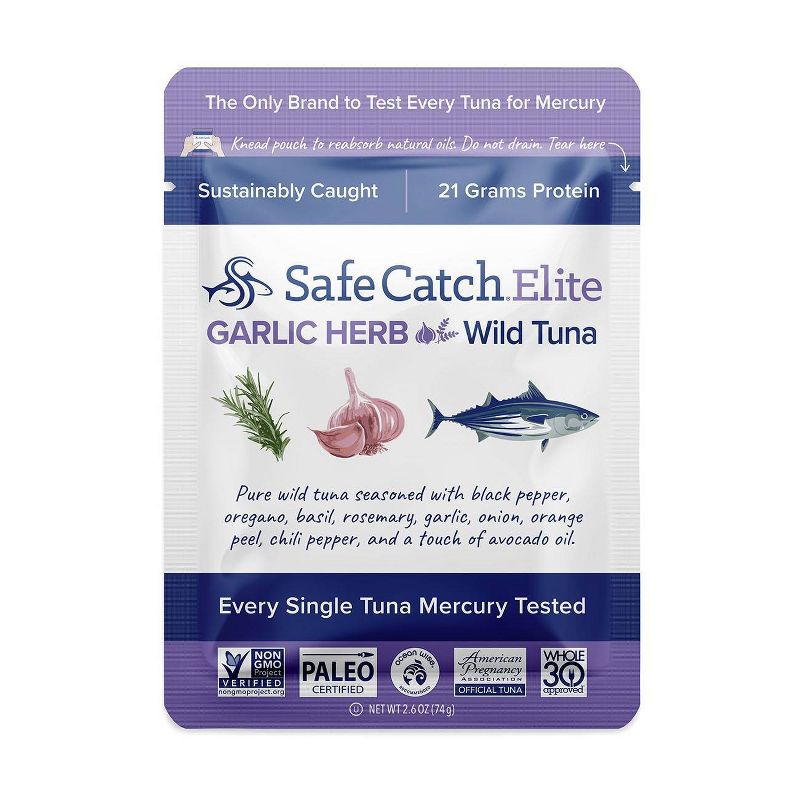 Safe Catch Tuna Wild Elite Garlic Herb Single Serve Pouch - 2.6oz