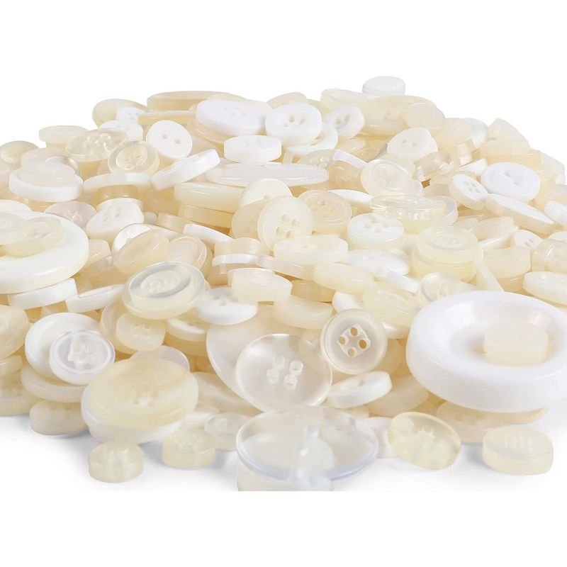 700 Pieces Round White Resin Buttons 0.8-3cm with 2 and 4 Holes for DIY Crafts, Sewing and Scrapbooking