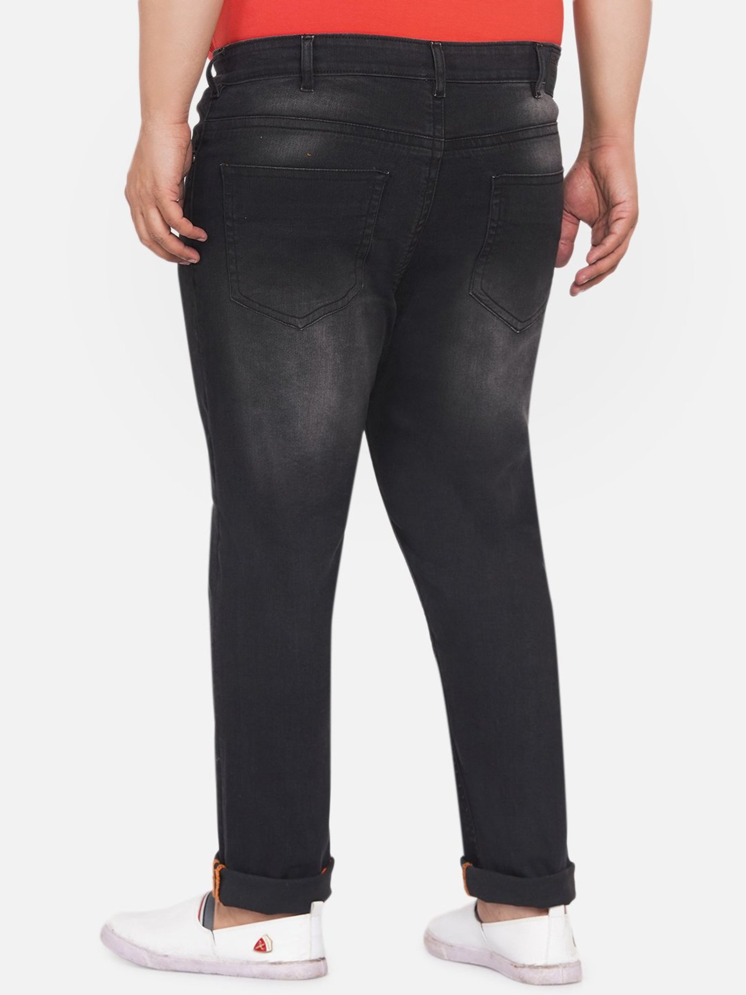 John Pride Black Regular Fit Plus Size Lightly Washed Jeans