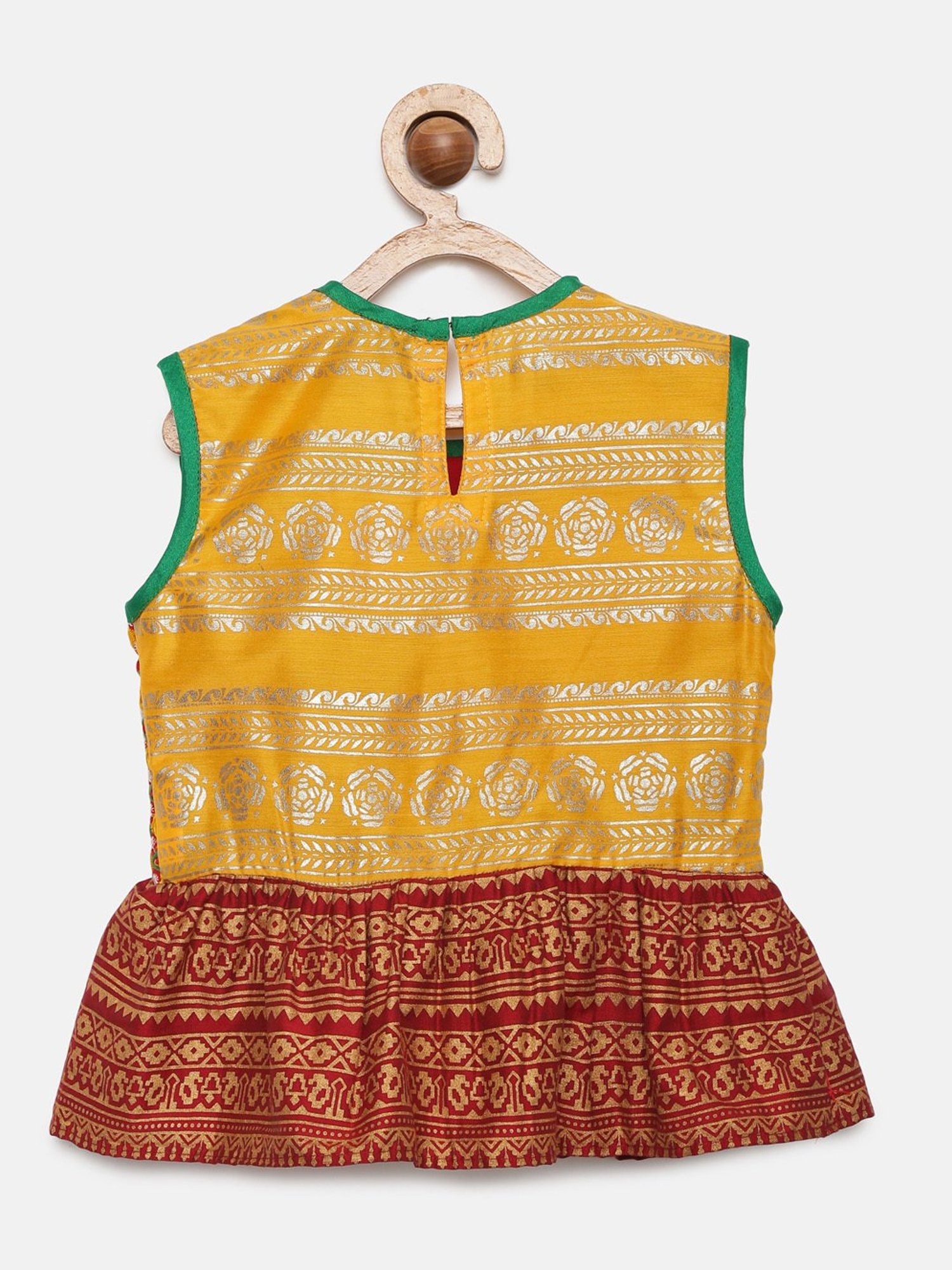 TWISHA Kids Yellow & Maroon Embellished Top with Sharara