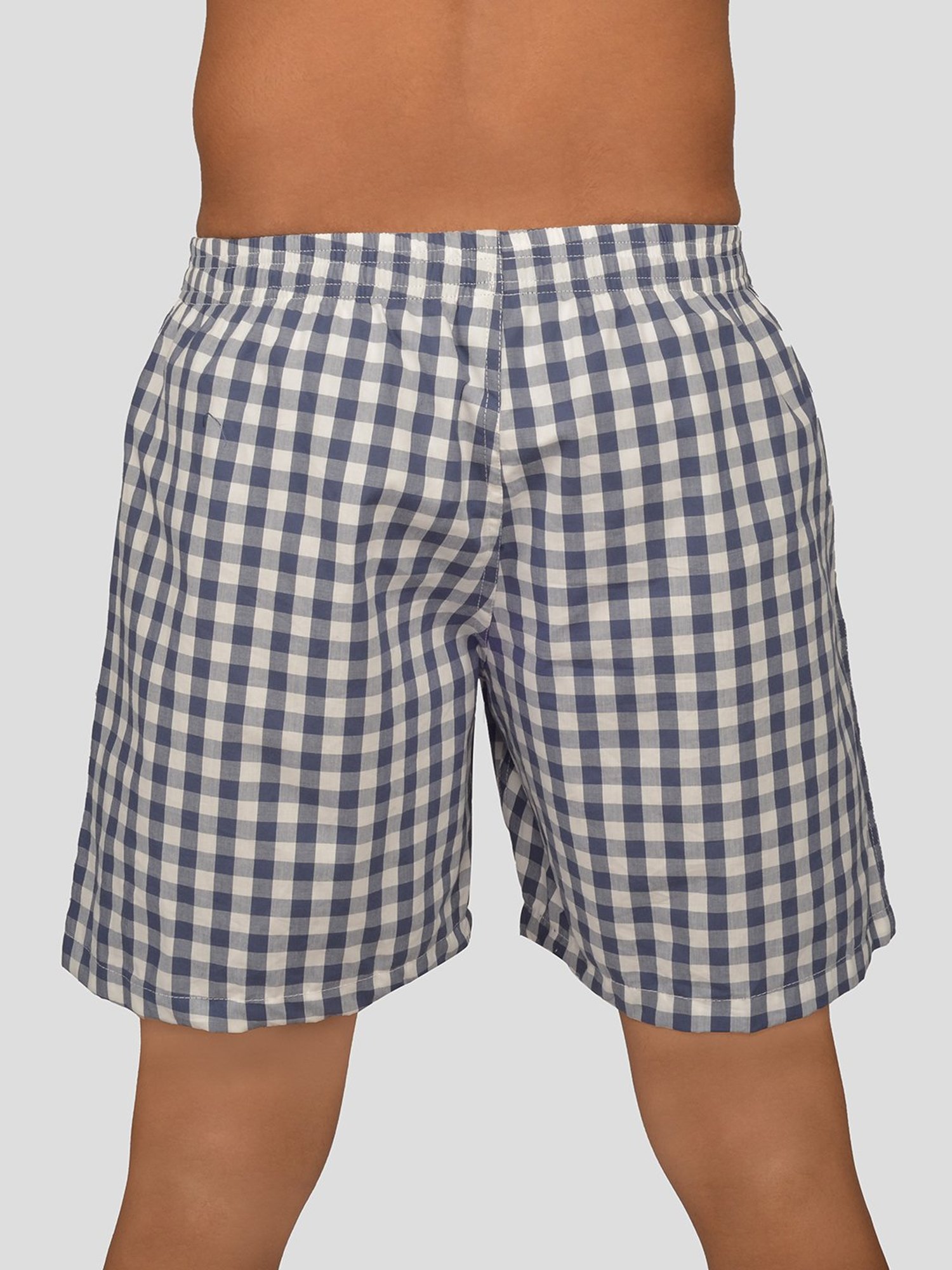 VIP Blue & White Relaxed Fit Check Boxers - Pack of 2