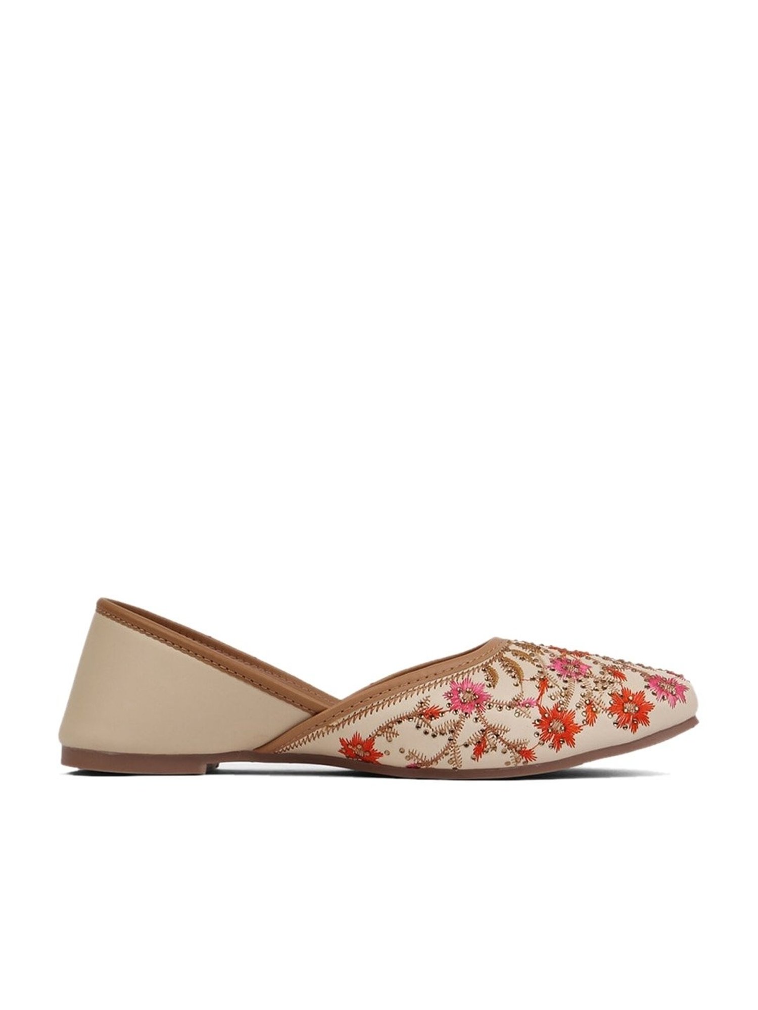 Iconics Women's Cream Ethnic Juttis