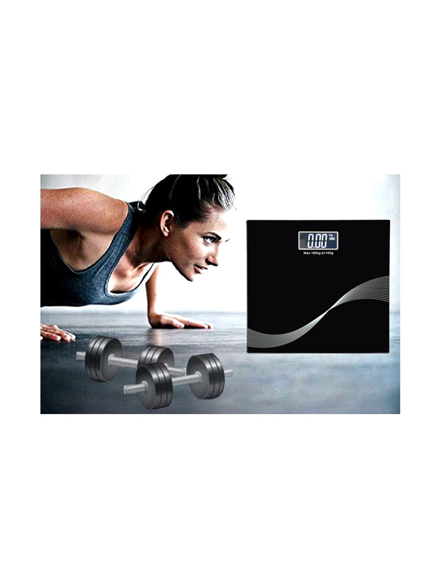 MCP Personal Digital Weighing Scale with Battery and Temperature Indicator (Black)