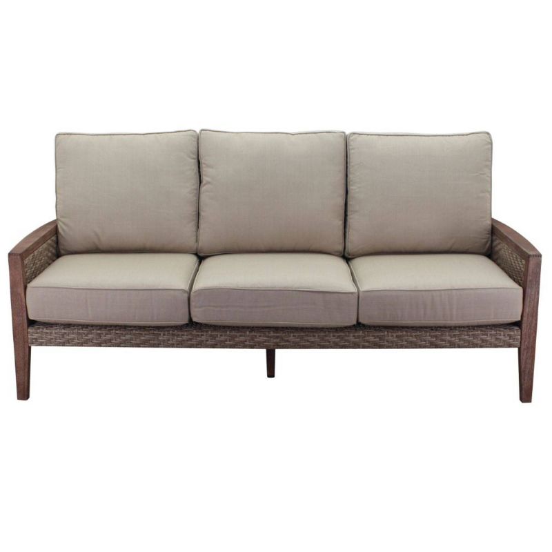 Tahoe Outdoor Three-Seater Sofa - Brown Wicker - Serta