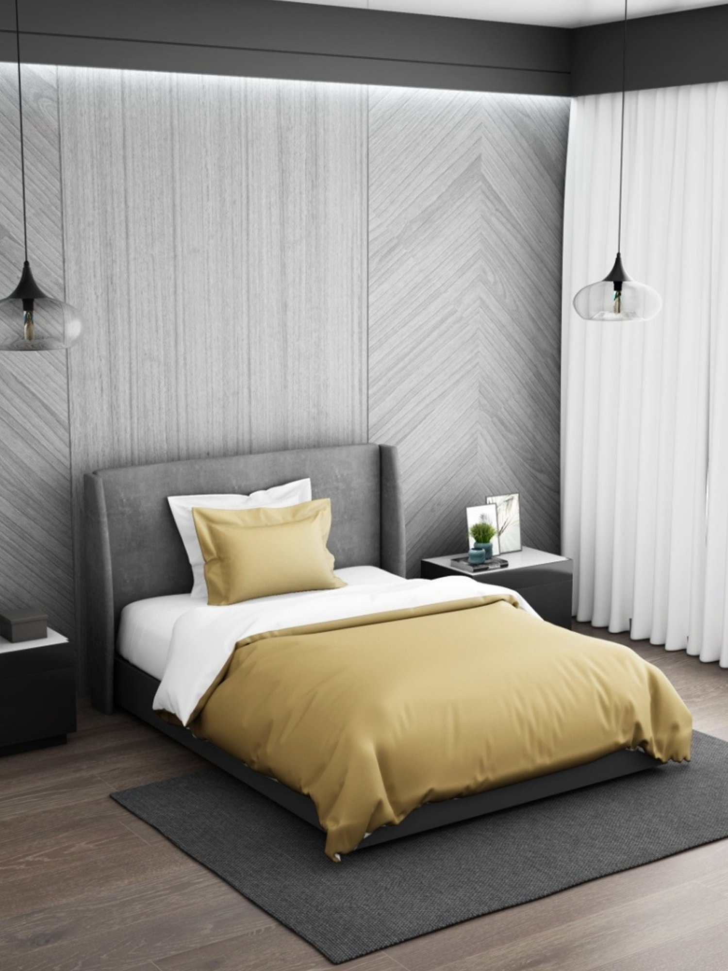 Spaces Solid Gold Cotton Single Duvet Cover