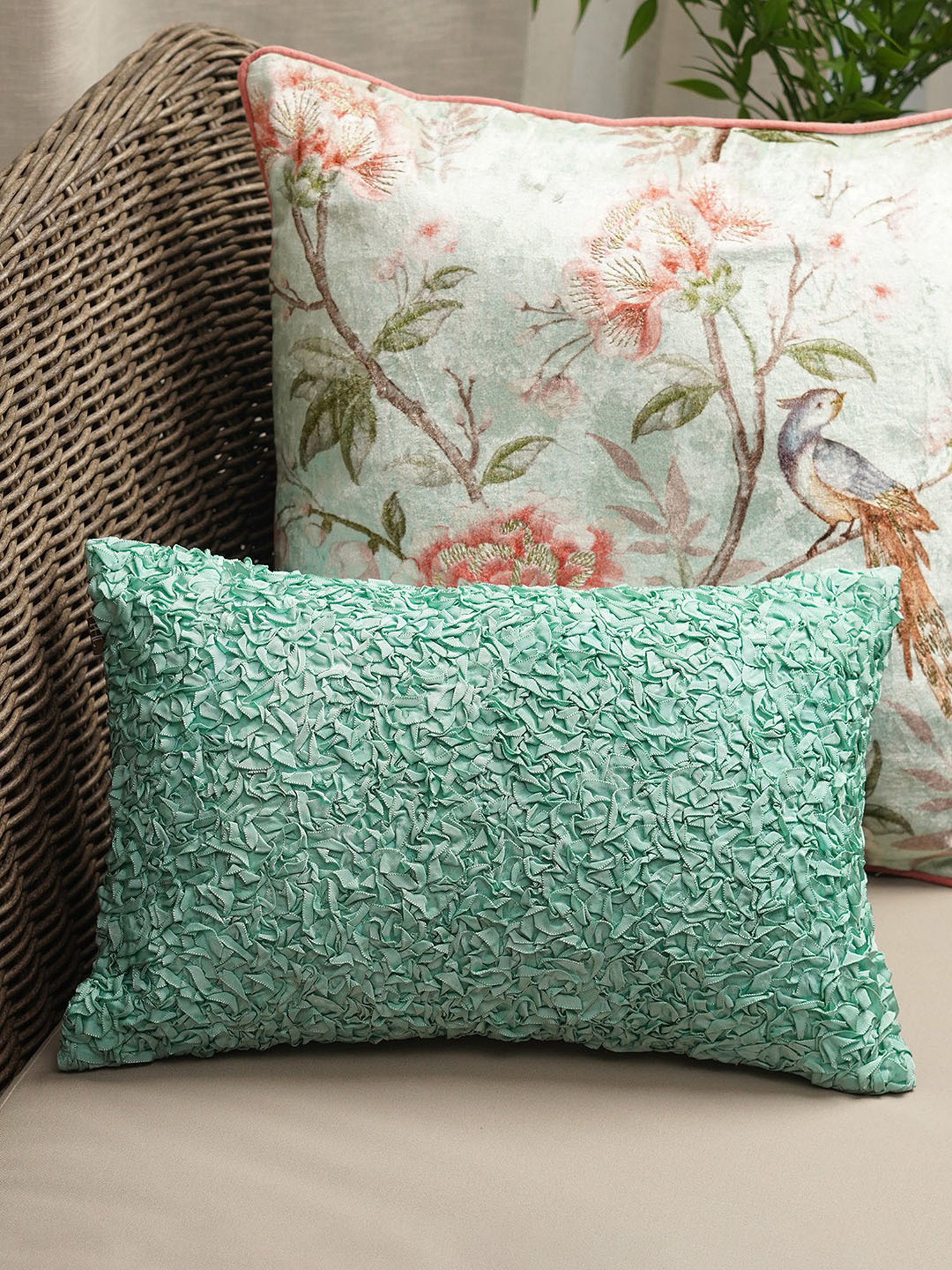 Pure Home and Living Blue Poly Dupion Textured Cushion Cover