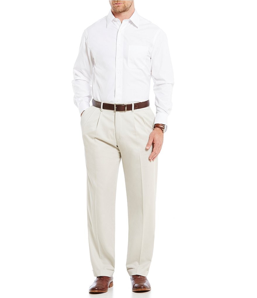 Gold Label Roundtree & Yorke Solid Non-Iron Fitted Point-Collar Dress Shirt with French Cuffs