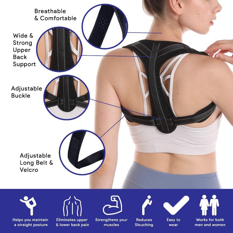 Dartwood Posture Corrector, Adjustable Back Brace Straightener and Spine Support for Muscle Pain and Ache