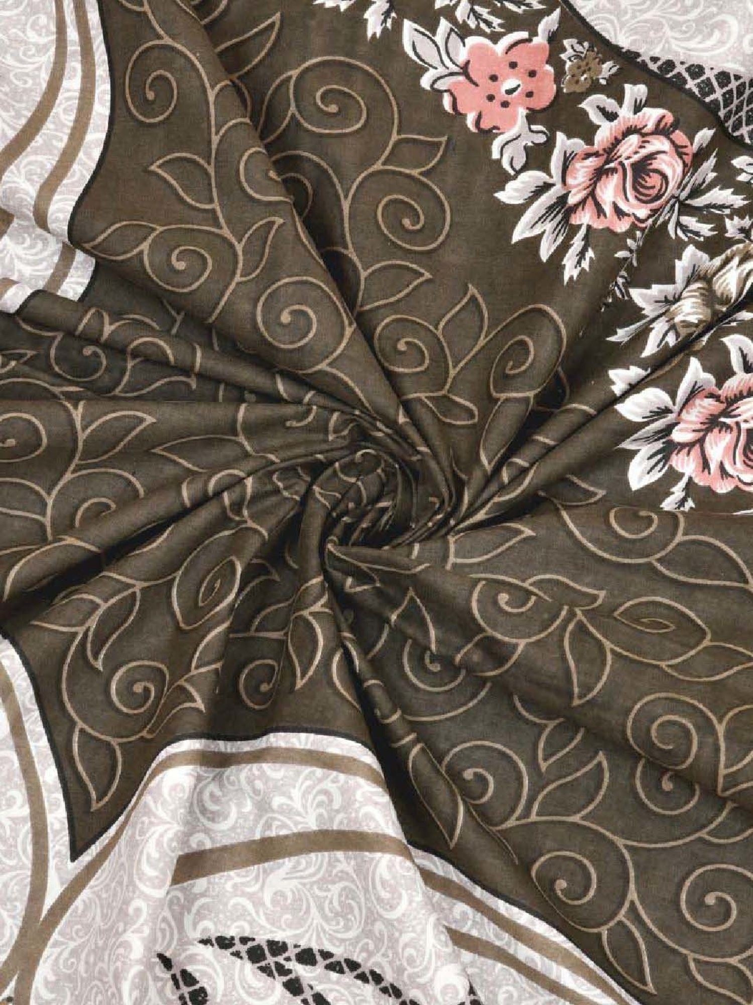 JaipurFabric Grey 240 TC 100% Cotton The Grand Sion Double Bedsheet with 2 Pillow Covers