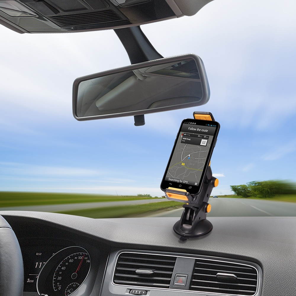 Suction Cup Windshield and Dashboard Mount for Smartphones and Tablets - Black