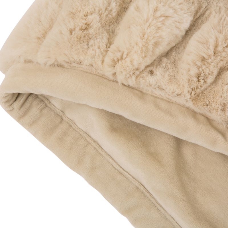 50" x 60" Faux Fur Elastic Throw Beige - Glitzhome