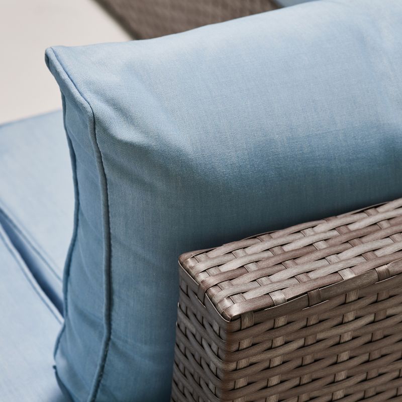 Jicaro 5pc Wicker Sectional Sofa Set - Gray with Light Blue Cushions - Thy Hom