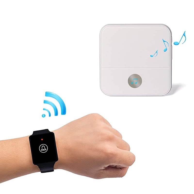 Wireless Wrist Pager Watch Caregiver Call Button System in Home Nurse Alert Pager Personal Help Alert for Caregivers Patients Elderly 1 Watch Call Button 2 plugin Receiver