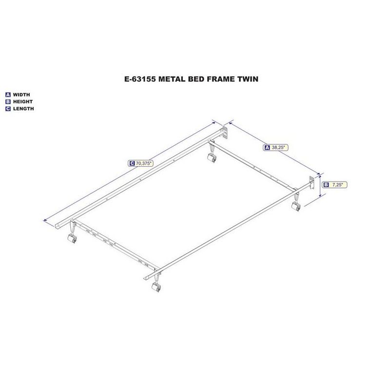 Atlantic Metal Bed Frame T-TXL-F-Q with Glides - Atlantic Furniture