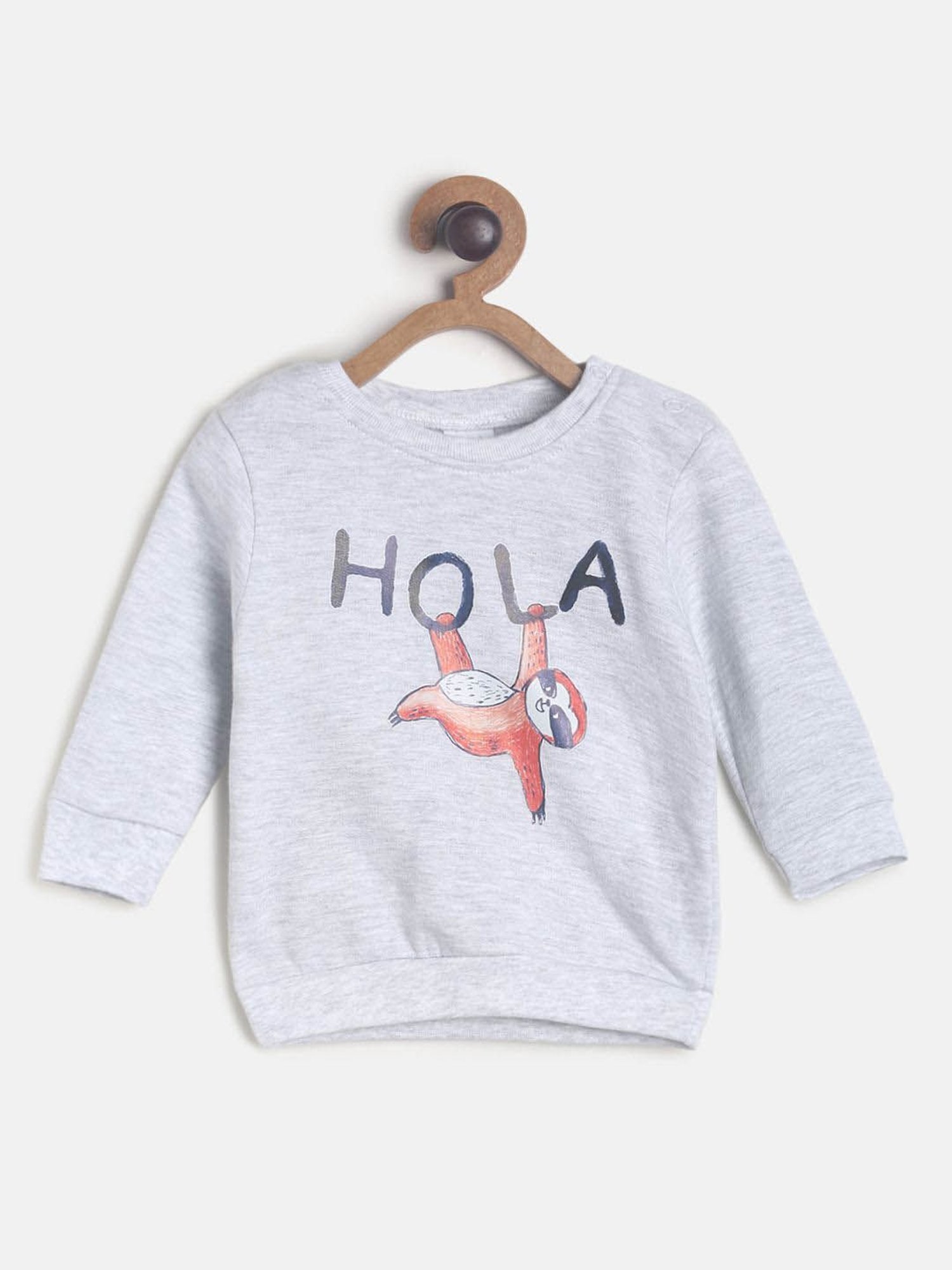 MINIKLUB Kids Grey Printed Full Sleeves Sweatshirt