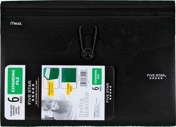 Five Star 6-Pocket Expanding File 13 x 9 14 Bright Orange - Expanding