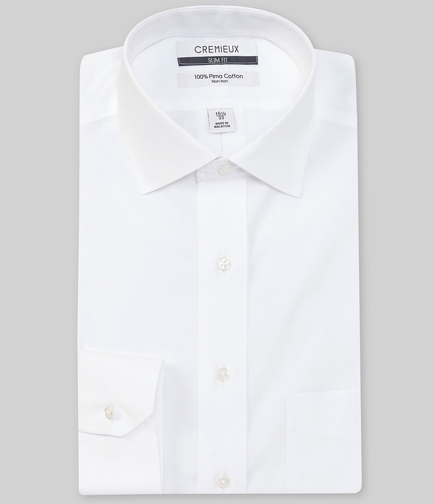 Psycho Bunny Non-Iron Modern Fit Spread Collar Solid Dress Shirt