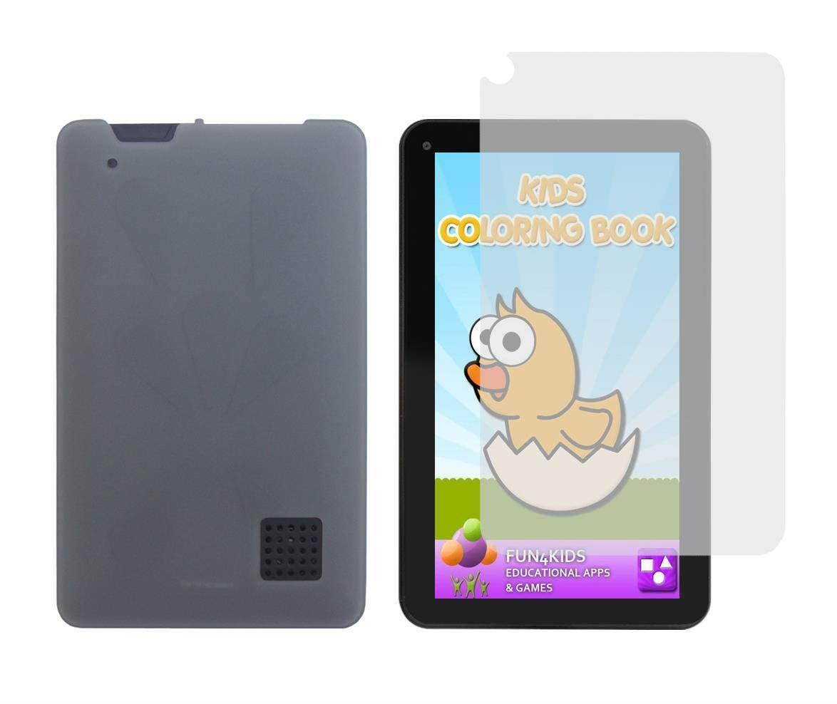 FastSun RCA Voyager 7 inch Case, Protective TPU Case Semi-Transparent Cover for RCA Voyager 7" RCT6873W42 Android Tablet (2016) Release (Screen Protector+Smoke Case)