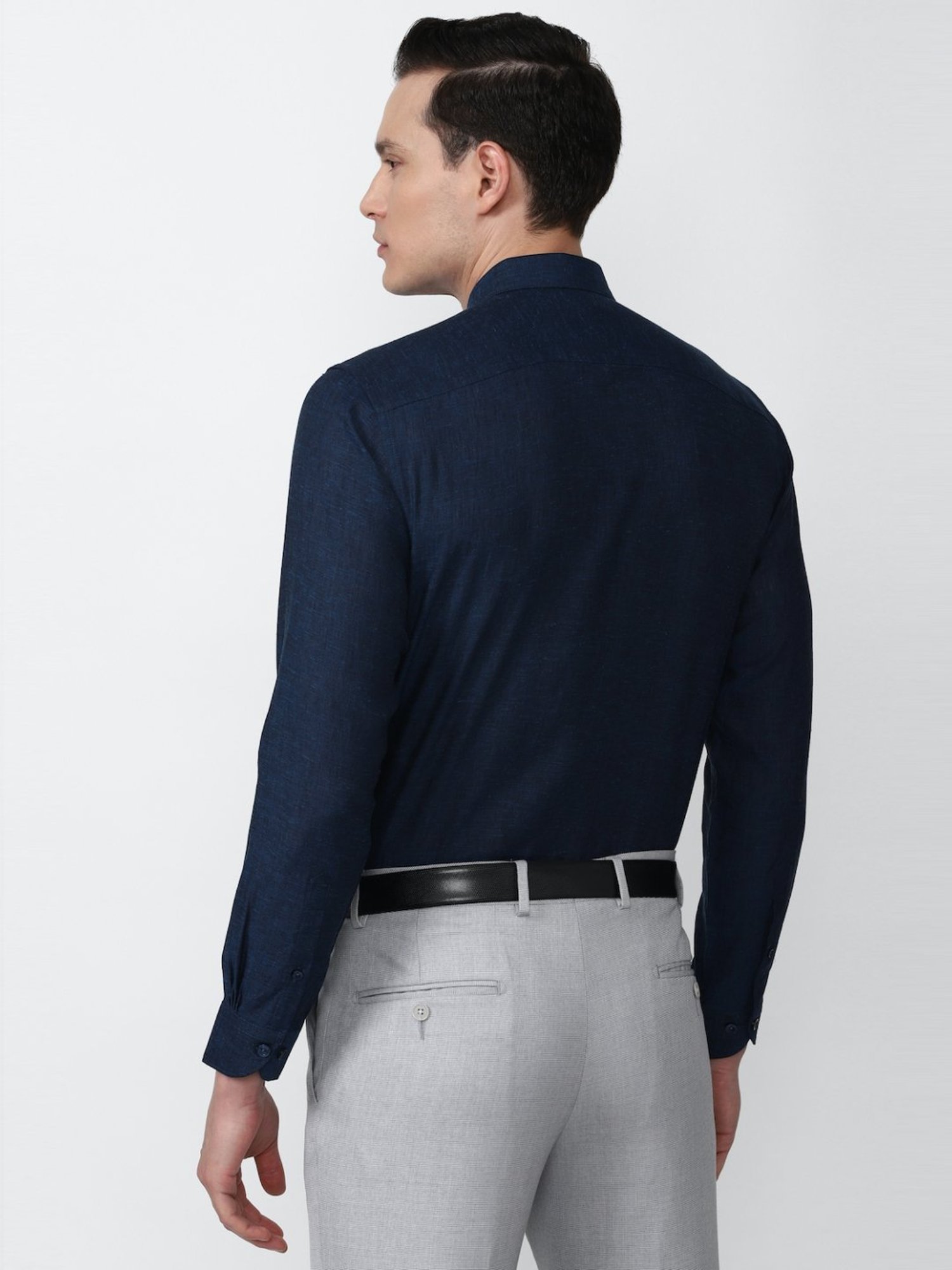 Sojanya Blue Cotton Regular Fit Self Pattern Shirt