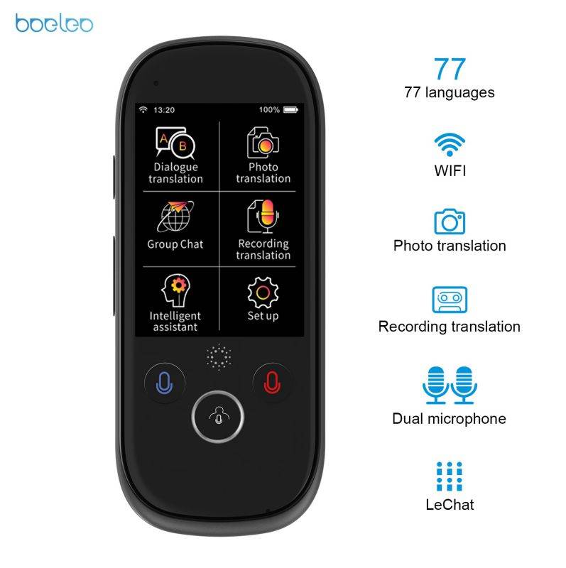 boeleo K1 Pro Smart Voice Translator Device with 2.4 Inch TouchScreen WiFi/Hotspot Connection/Offline Support 77 Languages Instant Two Way Translator Recording/Photo Camera Translation Portable for