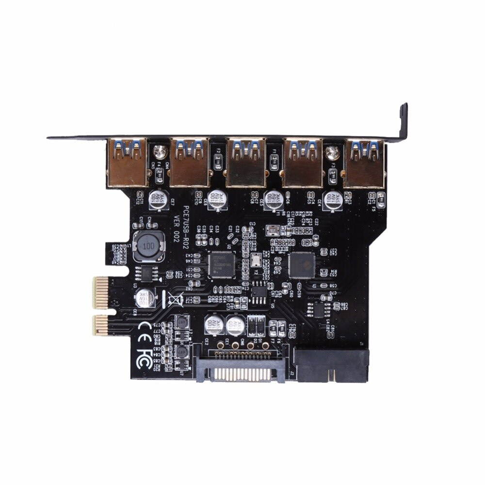 5 Ports PCI-E to USB 3.0 19-Pin PCI Express Expansion Card SATA 15PIN Connector With CD Driver for Laptop desktop Windows